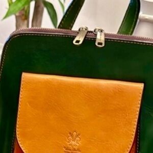 ITALIAN LEATHER BACKPACK converts as BAG w/ Front Pocket from Florence, Italy.